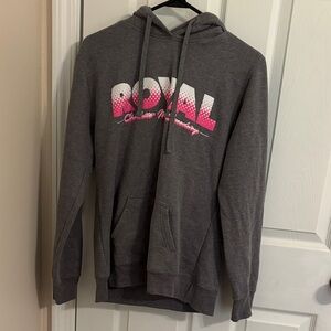 Port and Company Charcoal Hoodie with Pink Accents
